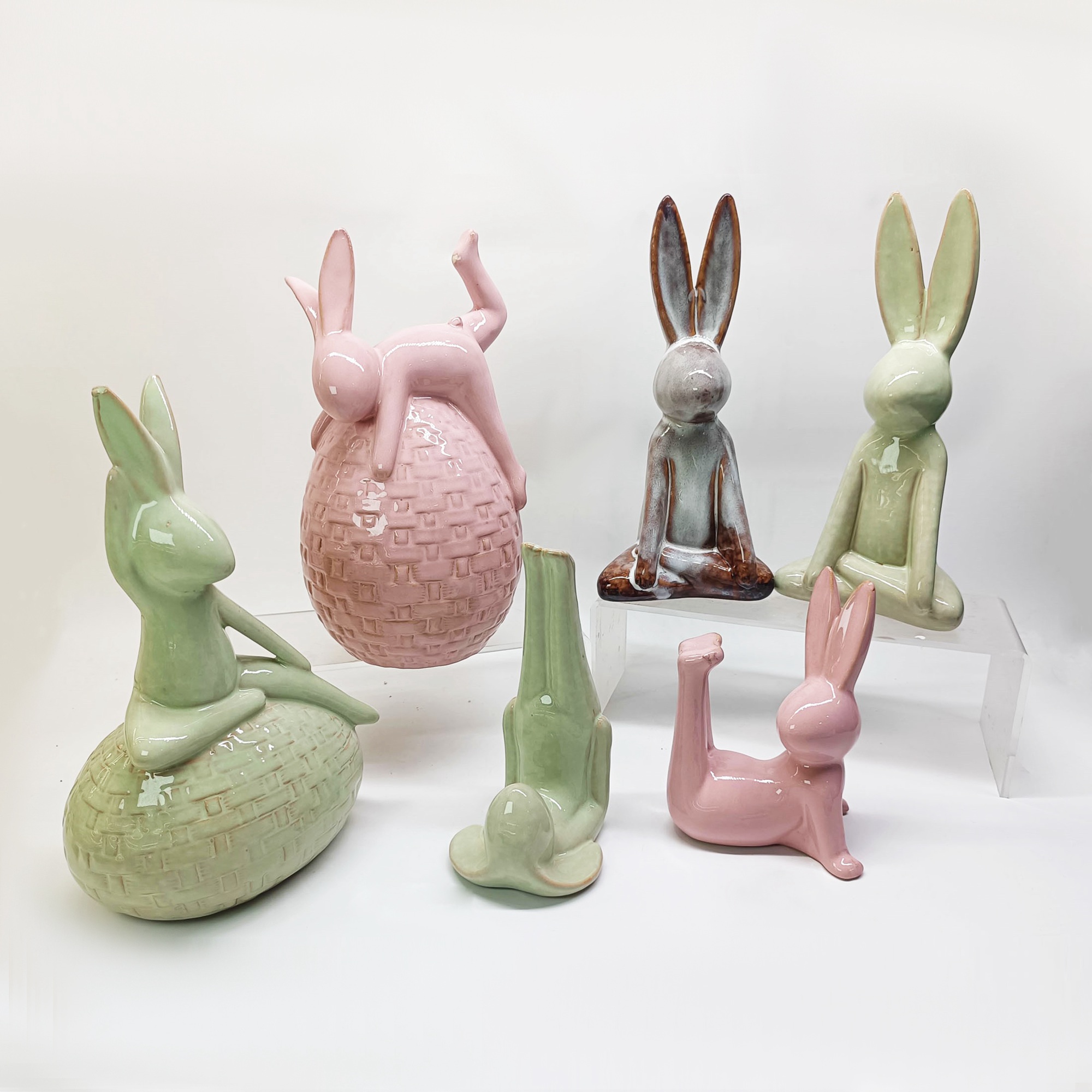 Lovely Ceramic Rabbit Family Hare Nordic Style Home Decor Desktop Ornaments Craft 6