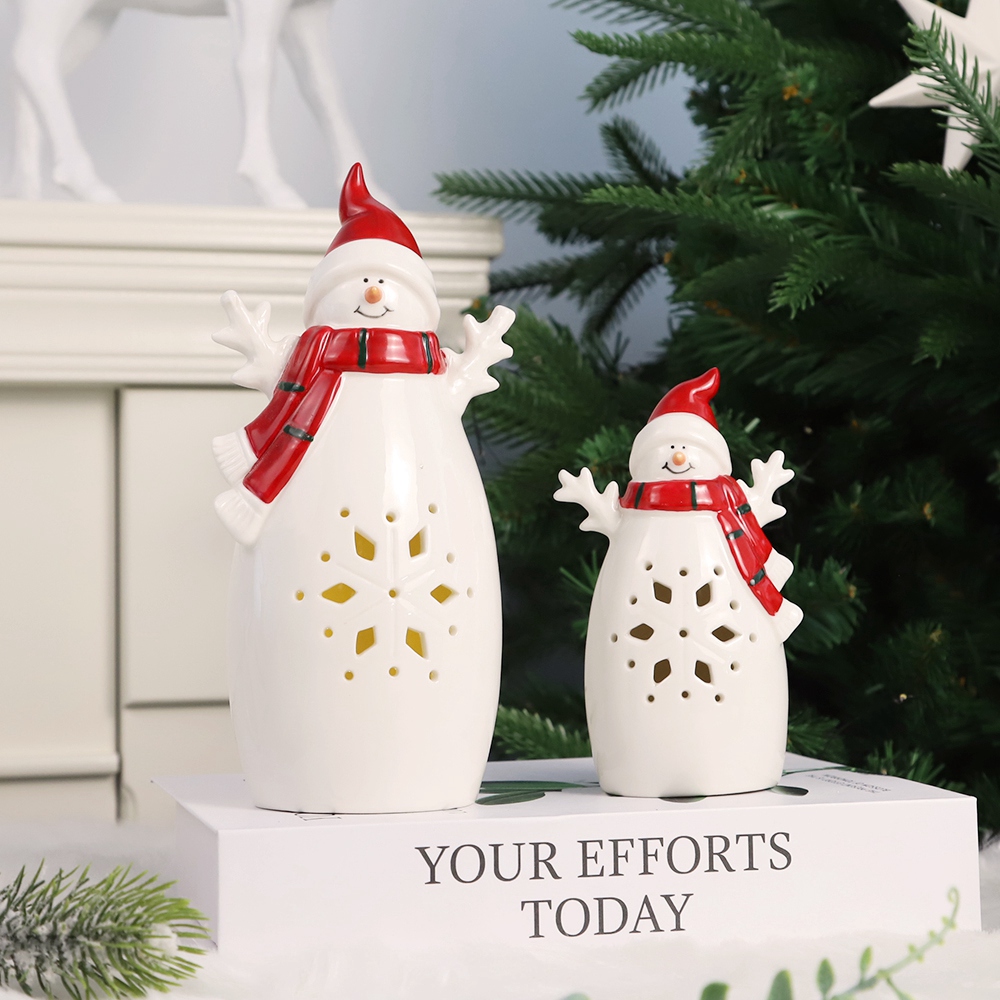 Nordic Hause Dekoration Niedlichen Cartoon Figurine Keramik Weihnachten Schneemann Rentier Figuren 5