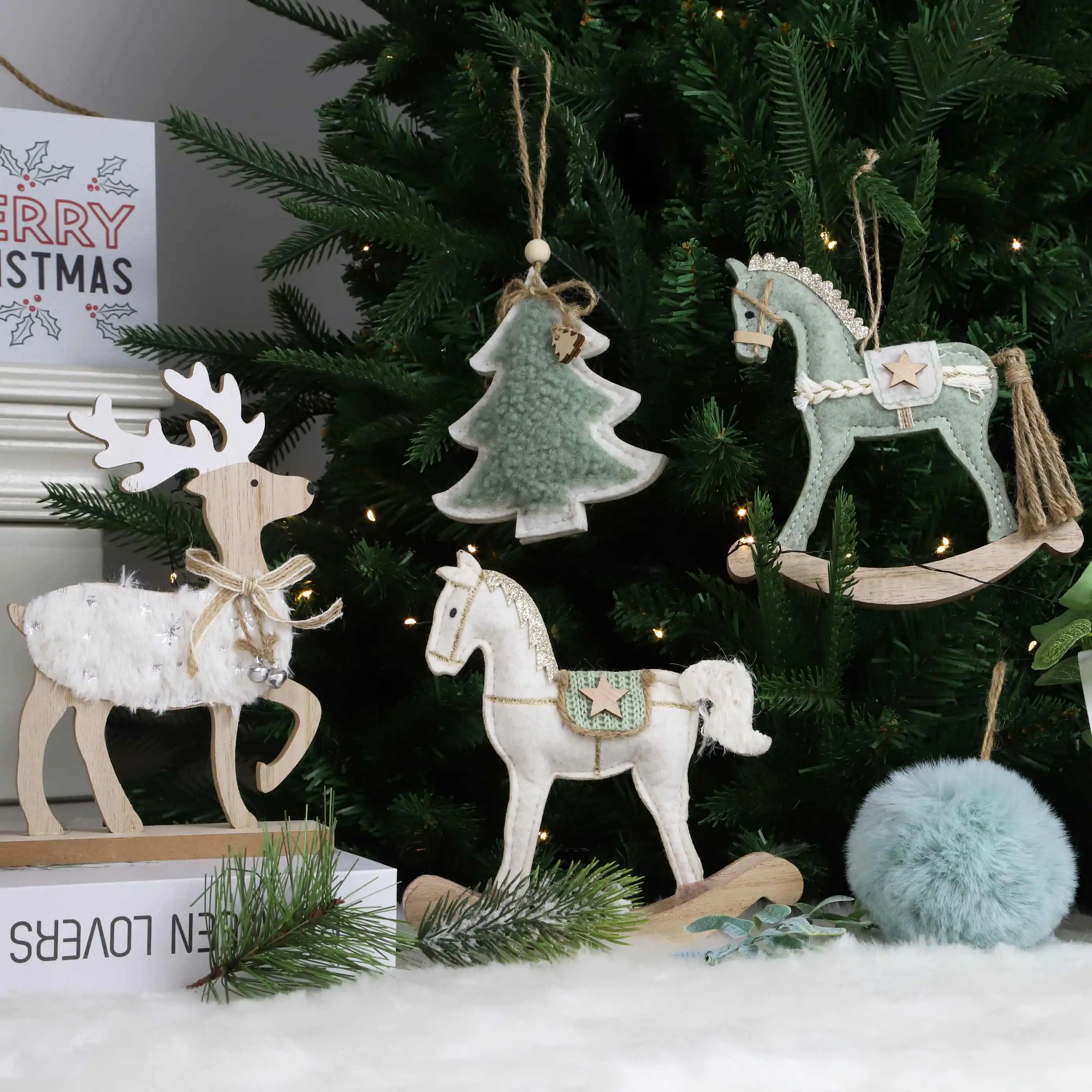 New Year Gifts Xmas Tree Ornaments Merry Christmas Wooden Reindeer Christmas Decorations 1