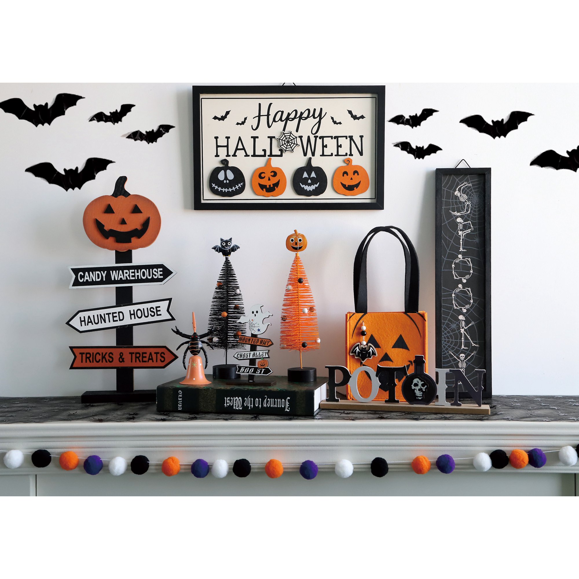 Bestpreis Halloween Geist Wandbild Filz Geist Candy Tasche Trick Oder Behandeln Happy Halloween Tag Wand Dekor Lieferant-Tangchen 1