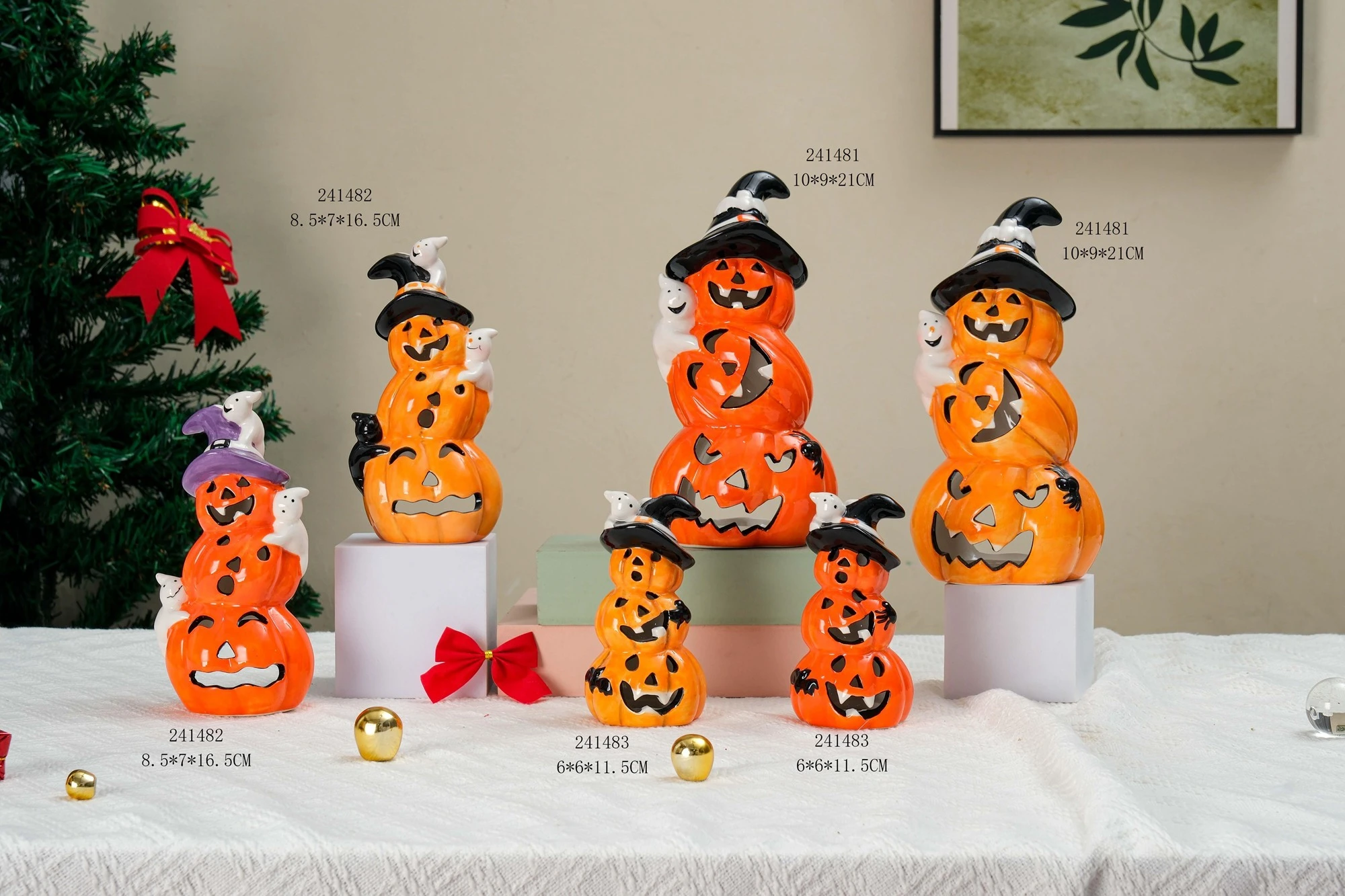 Halloween Pumpkin Man Ghost Doll Resin Ornament Handmade Holiday Party Photo Scene Props Home Desktop Decorations Small Gifts 1