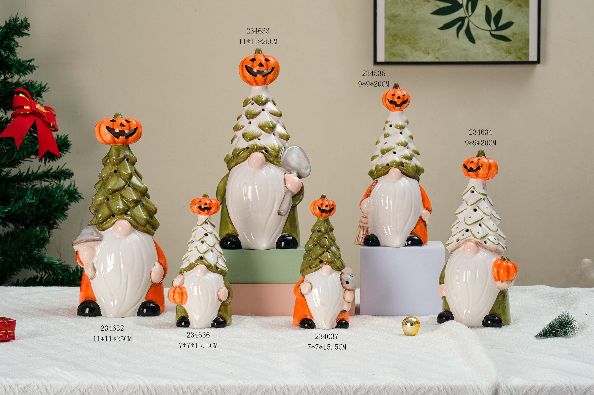 Professional Halloween Gnome Decor Nordic Faceless Od Man With Pumpkin Ceramic Ghost Festival Decor Table Decor Supplier-Tangchen 1