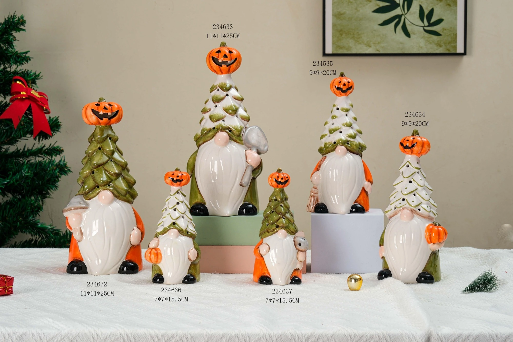 Professional Halloween Gnome Decor Nordic Faceless Od Man With Pumpkin Ceramic Ghost Festival Decor Table Decor Supplier-Tangchen 1