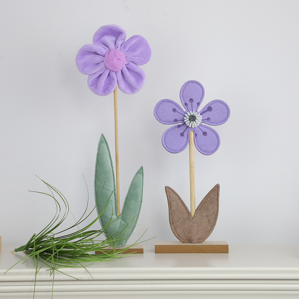 Pascua de la primavera del hogar decoración de la fiesta de la flor estatuas de conejo de la flor de cerámica de cerámica 3