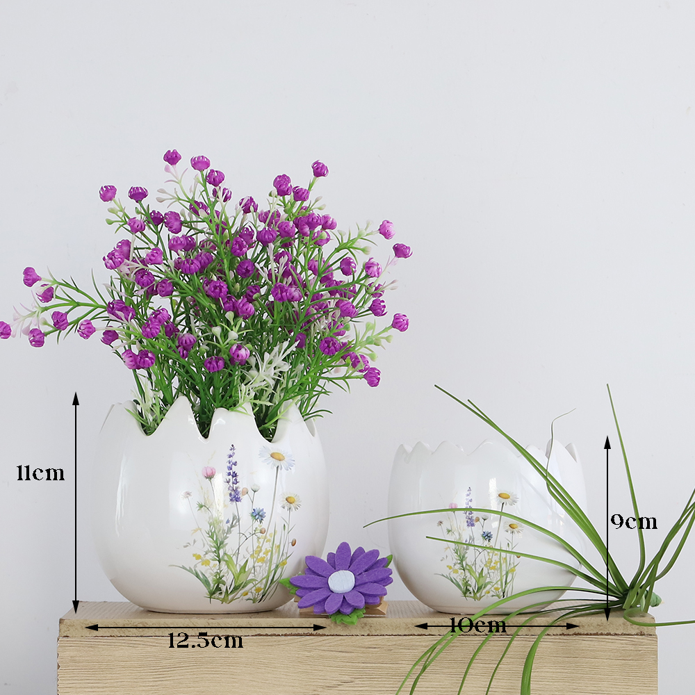 Pascua de la primavera del hogar decoración de la fiesta de la flor estatuas de conejo de la flor de cerámica de cerámica 5