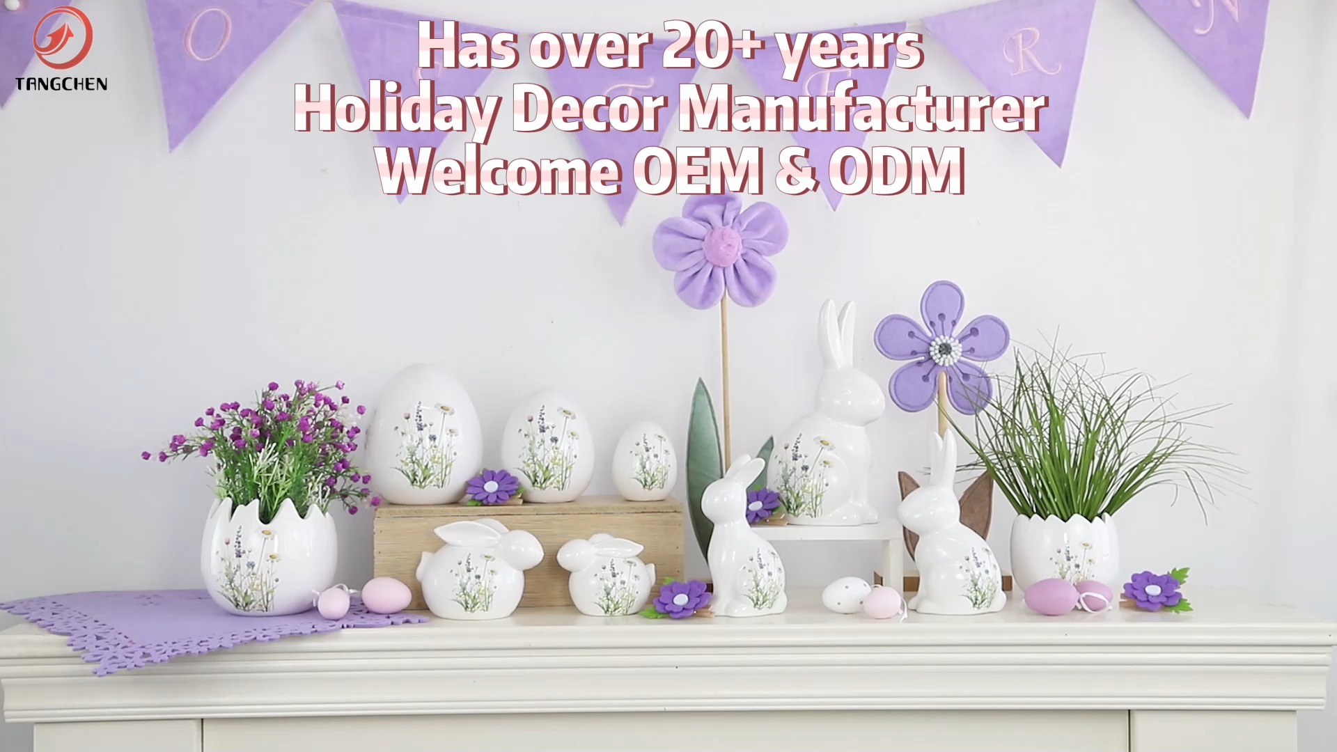 Oster Spring Home Party Dekor Blume Hasen Kaninchen Statuen Innenkeramik -Hasen -Figuren