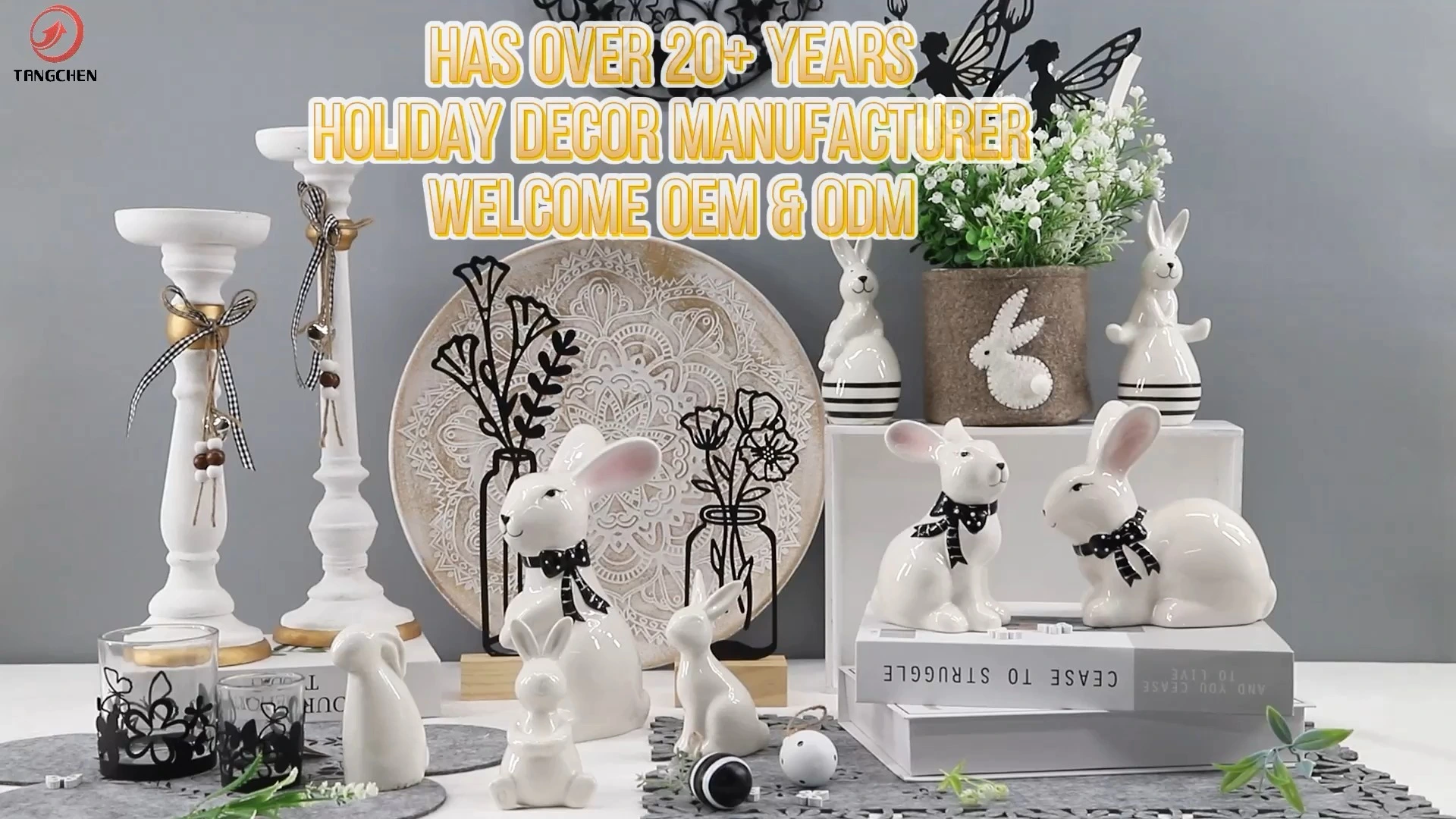 Spring Home Decor Rabbit Statues Indoor Easter Decorations White Frosted Ceramic Bunny Figurines 1