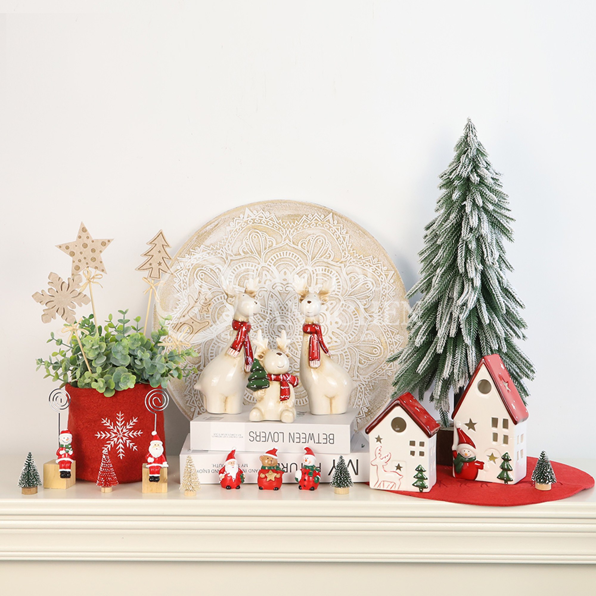 Neujahrsschlafzimmer Ornament Dekor Keramik Weihnachtsdekoration Weihnachten Hirsch Elchfigur 2