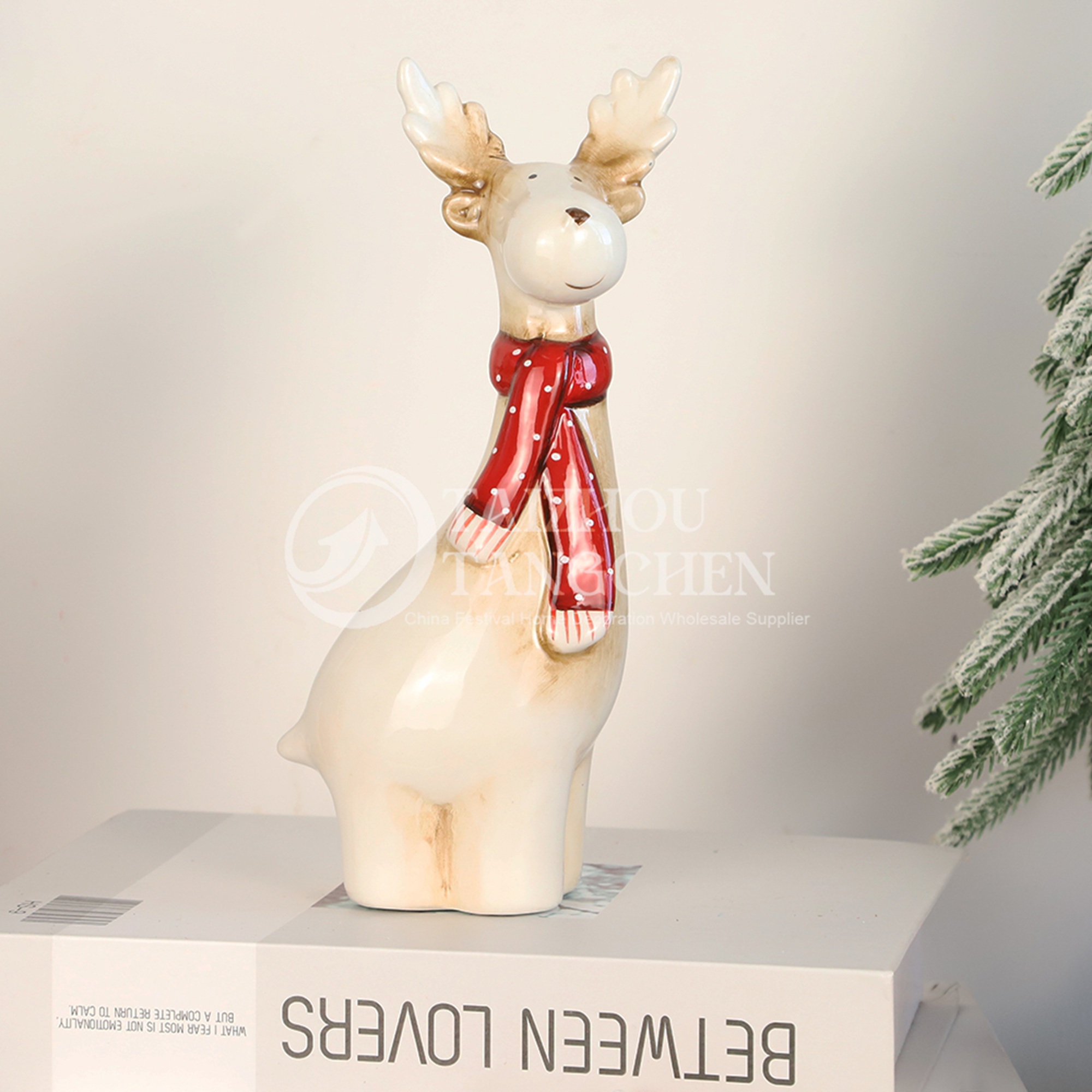 Neujahrsschlafzimmer Ornament Dekor Keramik Weihnachtsdekoration Weihnachten Hirsch Elchfigur 4