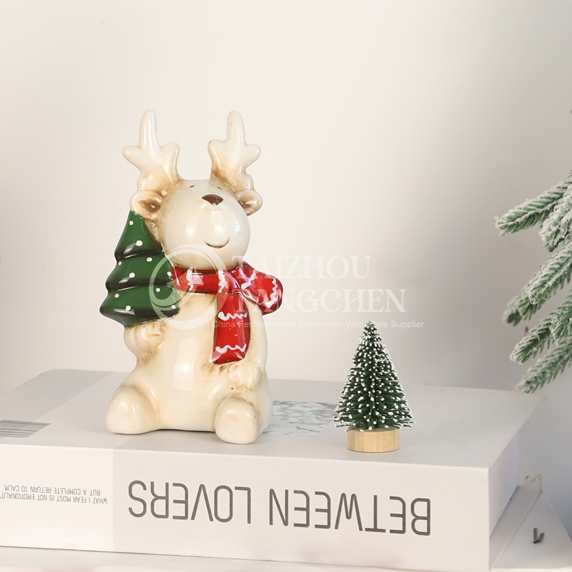 Neujahrsschlafzimmer Ornament Dekor Keramik Weihnachtsdekoration Weihnachten Hirsch Elchfigur 5