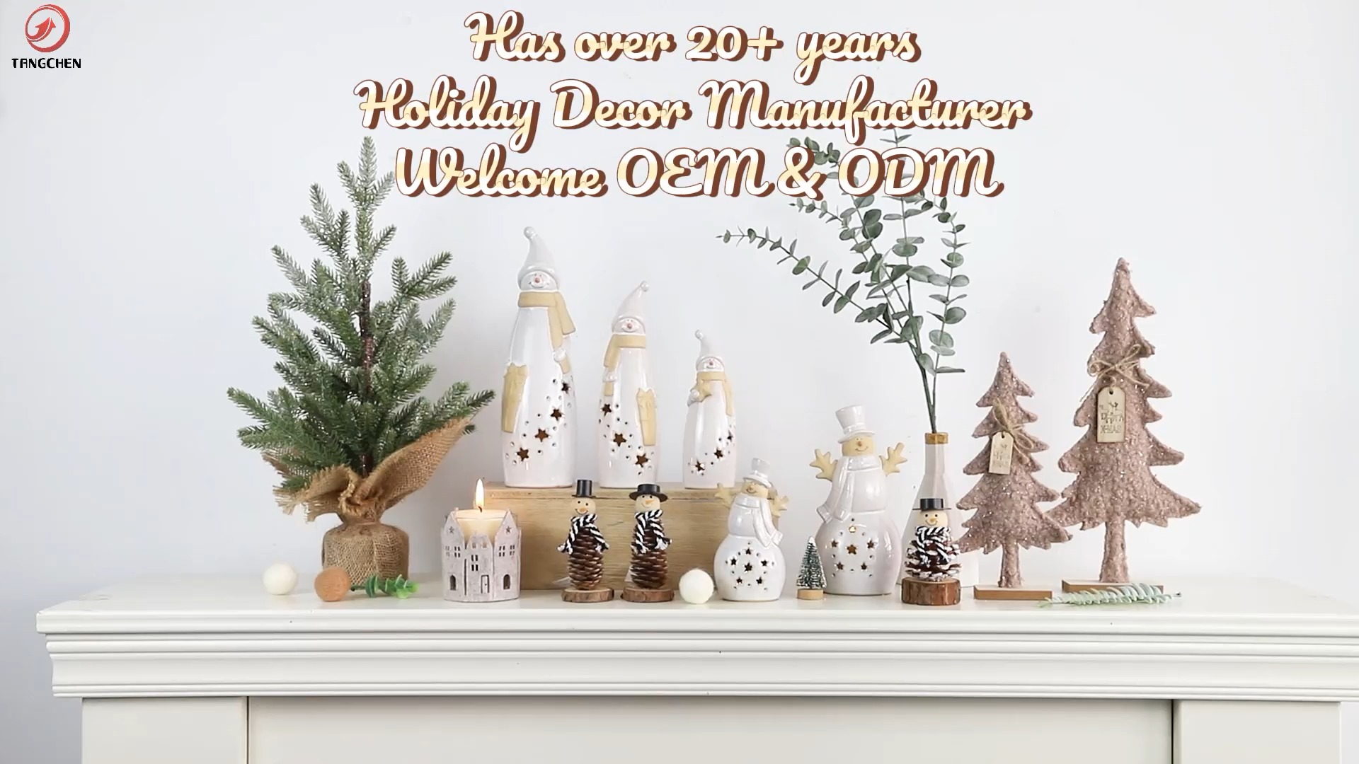Winter Holiday Home Schlafzimmer einzigartige Geschenke Weihnachtsdekorationen LED Keramik Schneemann Figuren