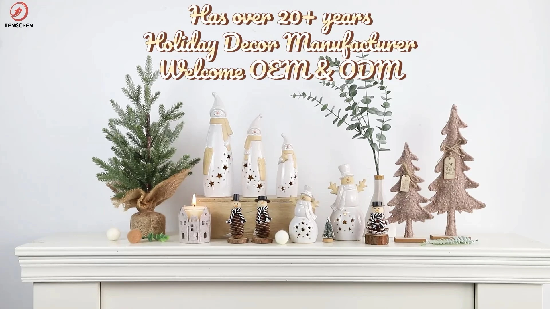 Winter Holiday Home Bedroom Unique Gifts Christmas Decorations LED Ceramic Snowman Figurines 1