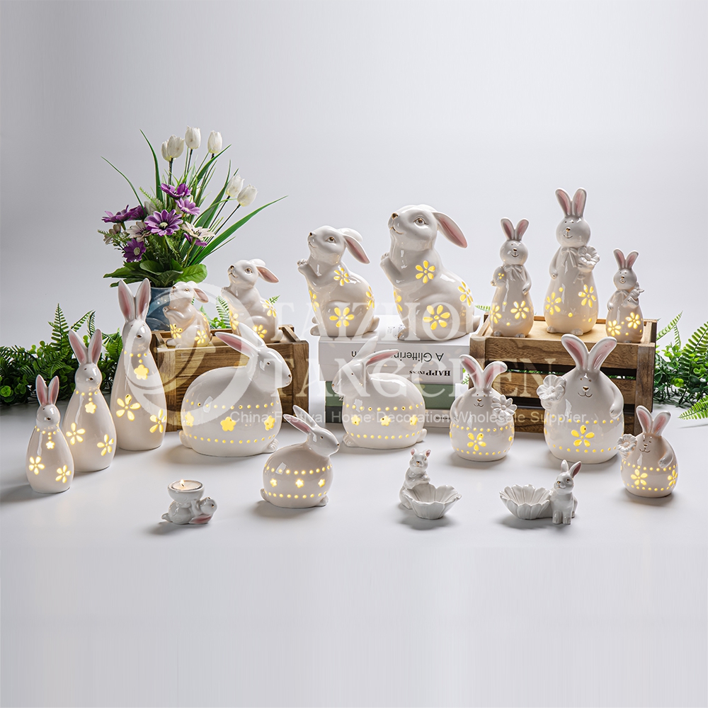 Wholesale Easter Holiday Bunny LED Light Up Flower Design Rabbit Statue ...