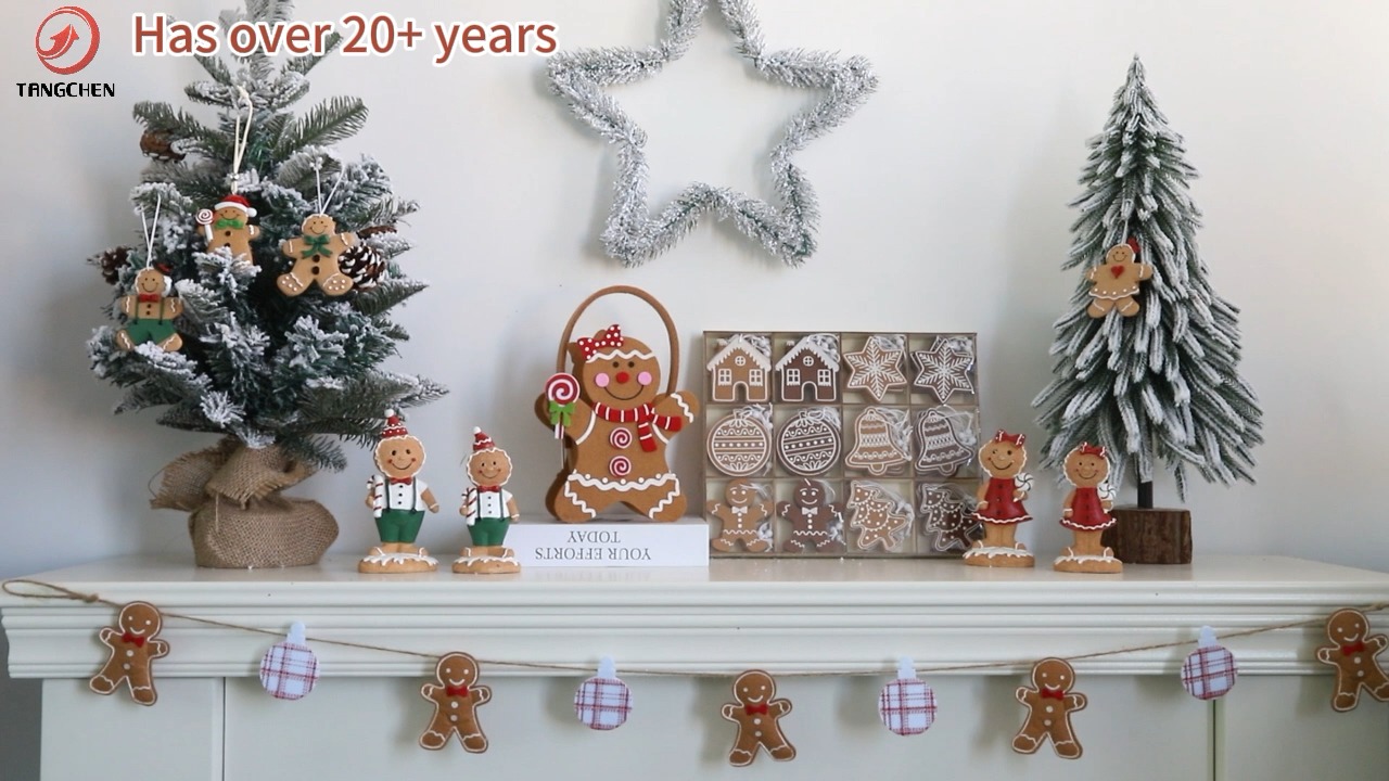 Home Weihnachten Navidad Party Dekoration Weihnachten Harz Lebkuchen Mann Figur hängende Verzierung