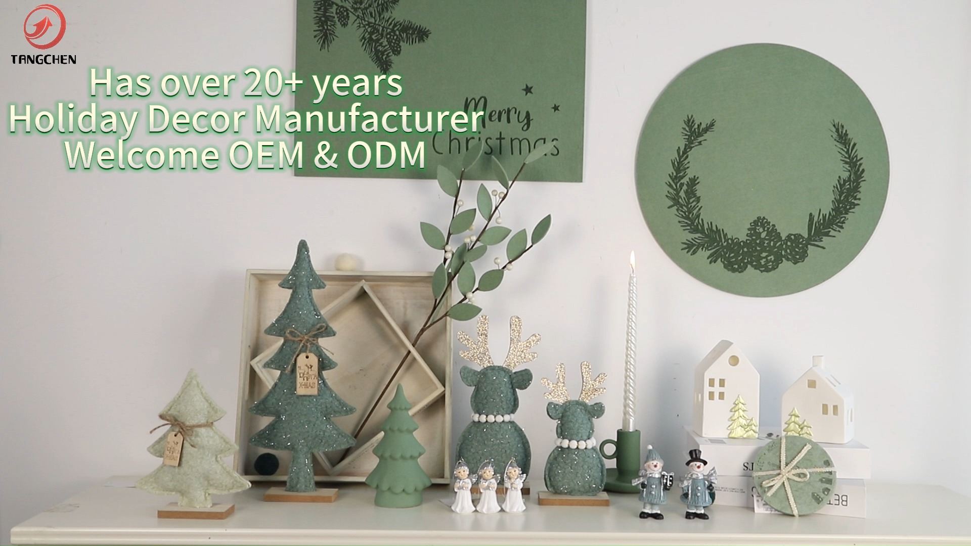 Neujahrsgeschenke Home Kamin Ornament Grüne Farbdekor Stoff Weihnachtsbaum Elchsammlung Kollektion 1