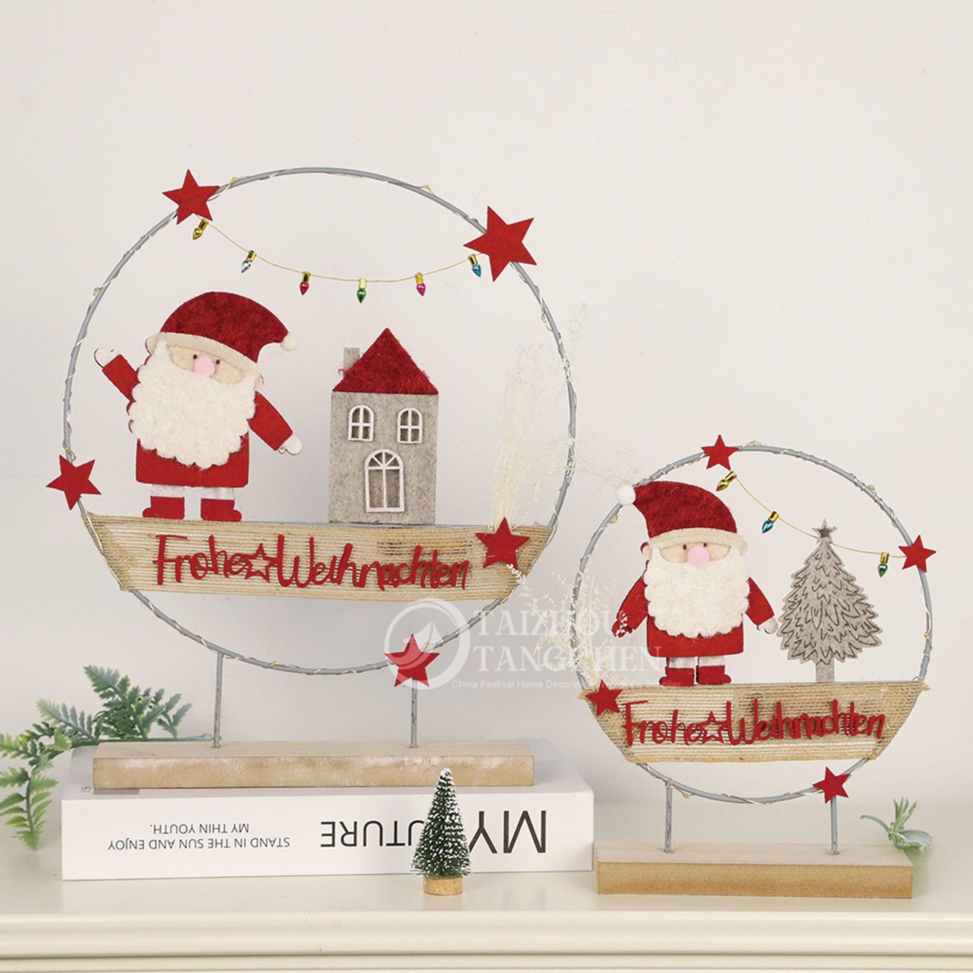 Navidad Santa Claus Home Party Decor Chireplace Ornament Fabrics Red House Red House Arbase colgante 3