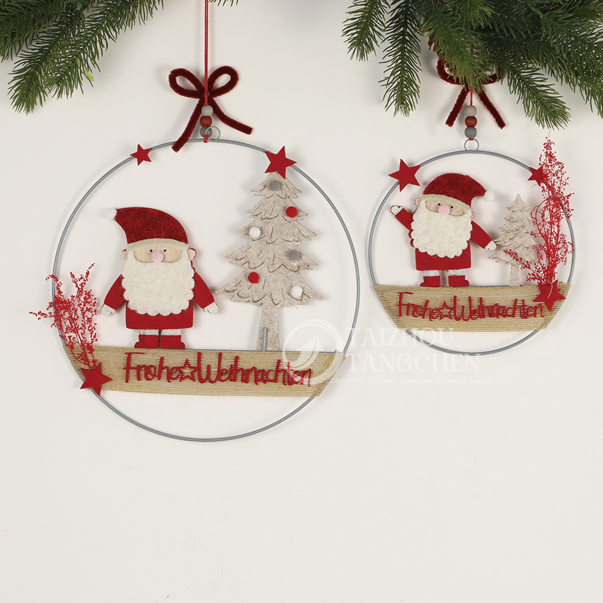 Navidad Santa Claus Home Party Decor Chireplace Ornament Fabrics Red House Red House Arbase colgante 4