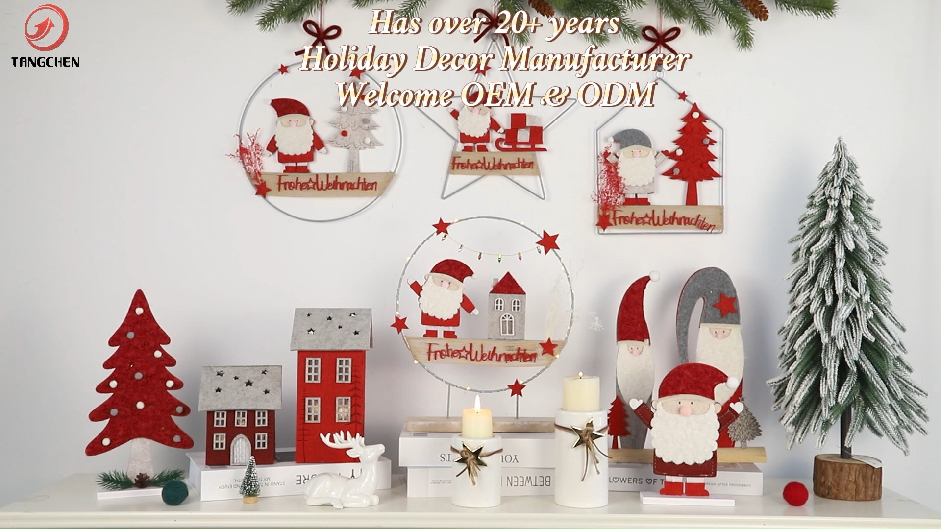 Navidad Santa Claus Home Party Decor Chireplace Ornament Fabrics Red House Red House Arbase colgante