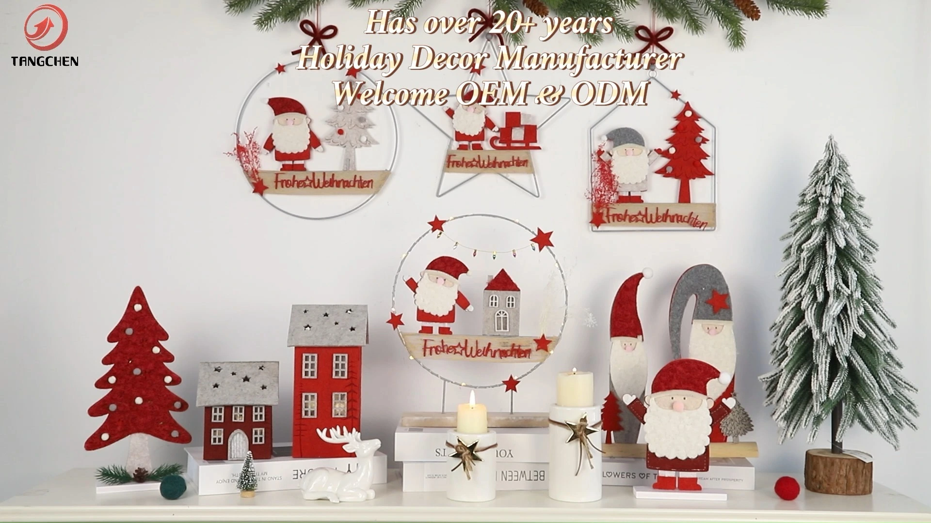Christmas Santa Claus Home Party Decor Fireplace Ornament Fabric Red House Xmas Tree Hanging 1