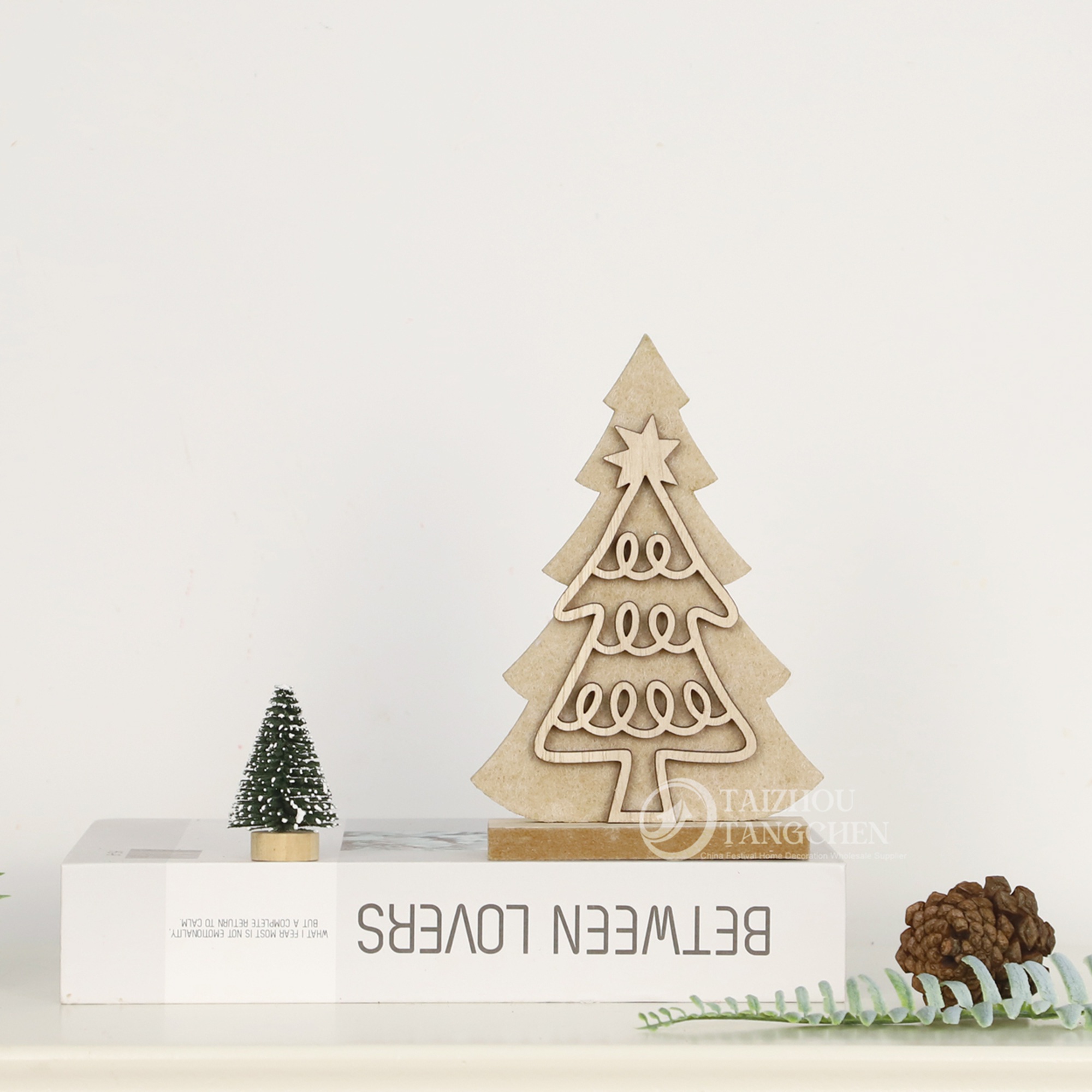 Color natural chimenea de navidad tela tela de Navidad decoración de ángel 7