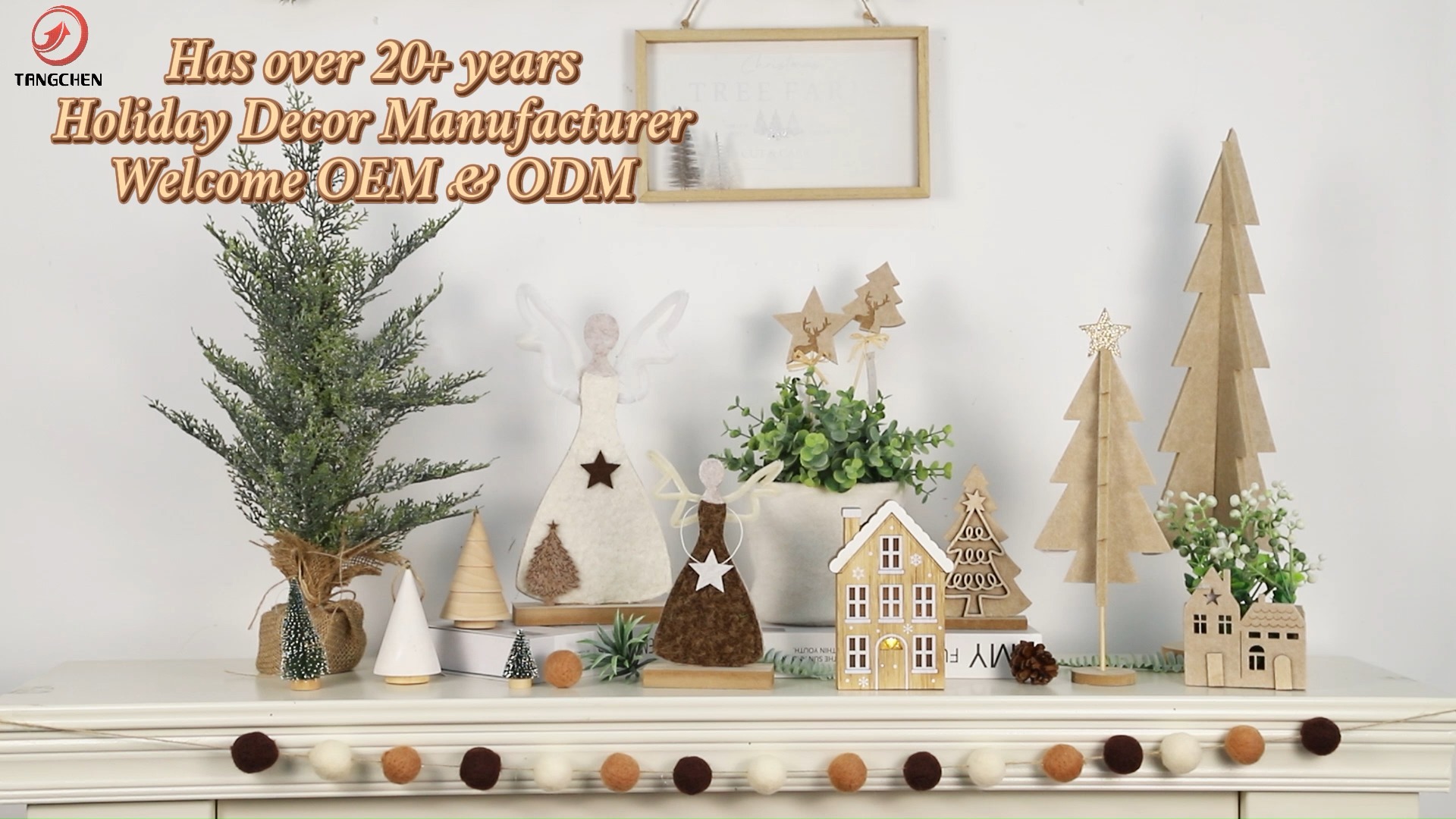 Natürliche Farbe Weihnachtskamin -Orplace -Stoff Weihnachtsbaum Engel Dekoration