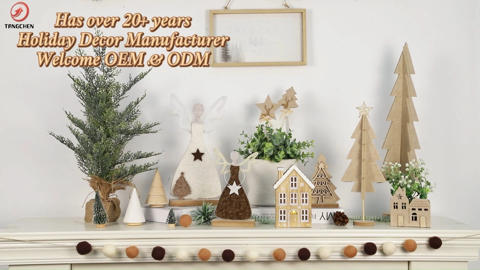 Natural Color Christmas Fireplace Ornament Fabric Christmas Tree Angel Decoration 1