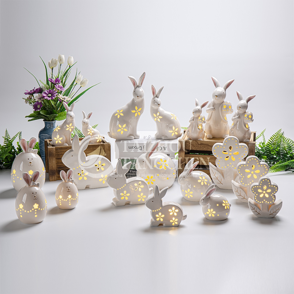 Fábrica Estatua de conejo de Pascua de fábrica LED LED UP Flower Diseño de mesa Decoraciones de conejito 2