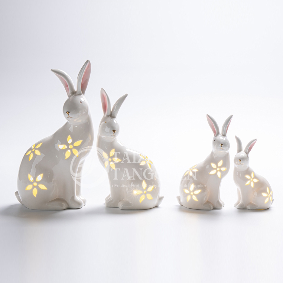 Fábrica Estatua de conejo de Pascua de fábrica LED LED UP Flower Diseño de mesa Decoraciones de conejito 3
