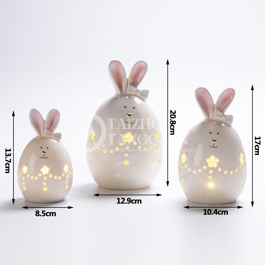 Fábrica Estatua de conejo de Pascua de fábrica LED LED UP Flower Diseño de mesa Decoraciones de conejito 7