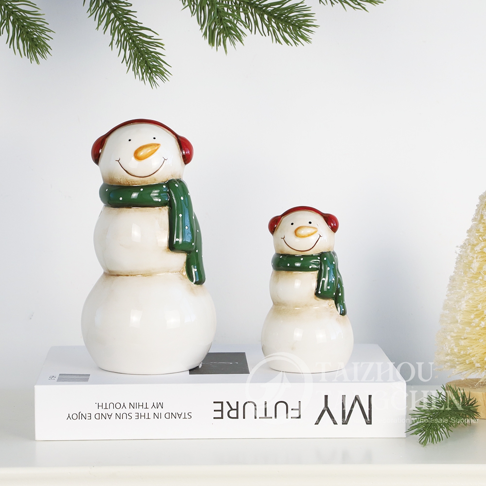 Hot Sale Ceramic JOY Christmas Desktop Ornaments Children's Gift Christmas Snowman Decorations 5