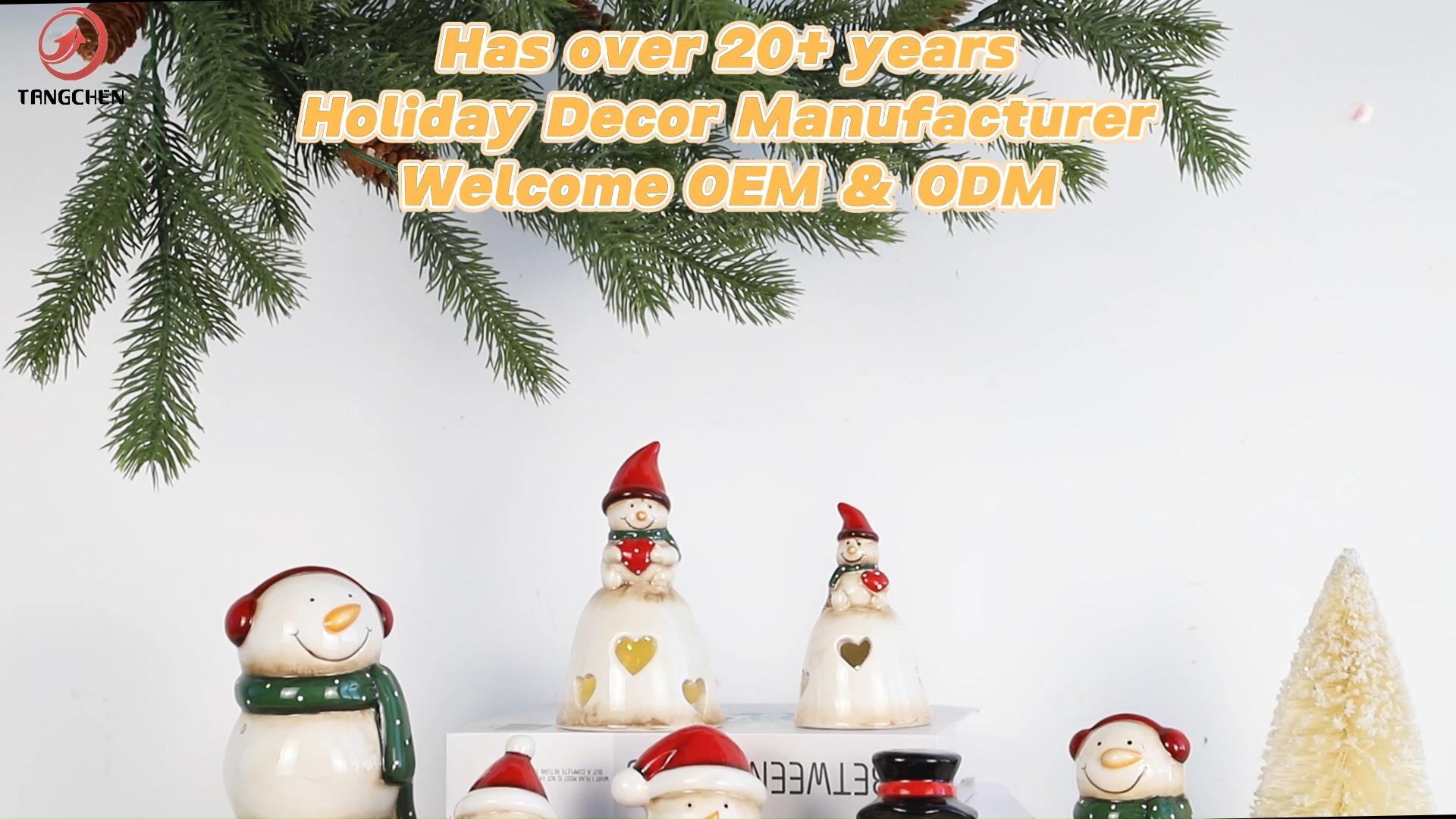 Hot Sale Ceramic JOY Christmas Desktop Ornaments Children's Gift Christmas Snowman Decorations 1