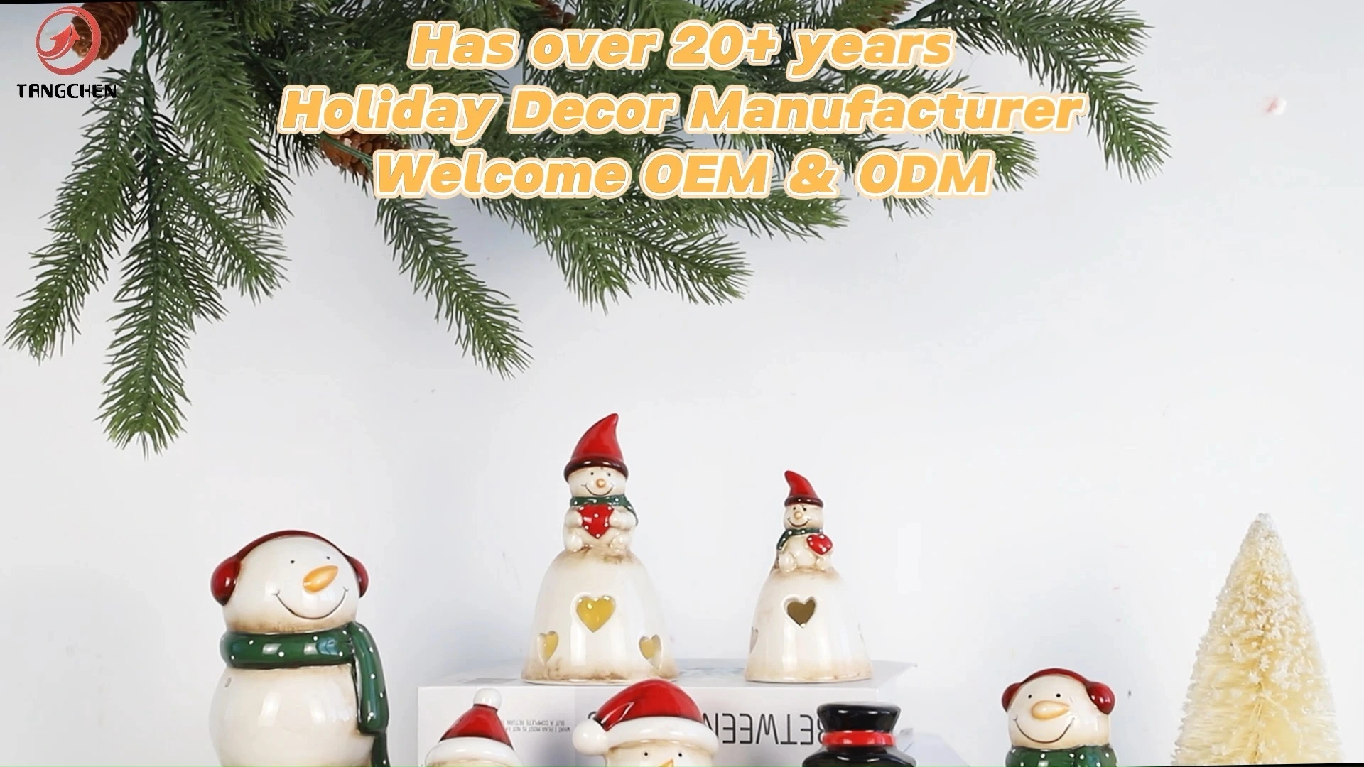 Hot Sale Ceramic JOY Christmas Desktop Ornaments Children's Gift Christmas Snowman Decorations 1