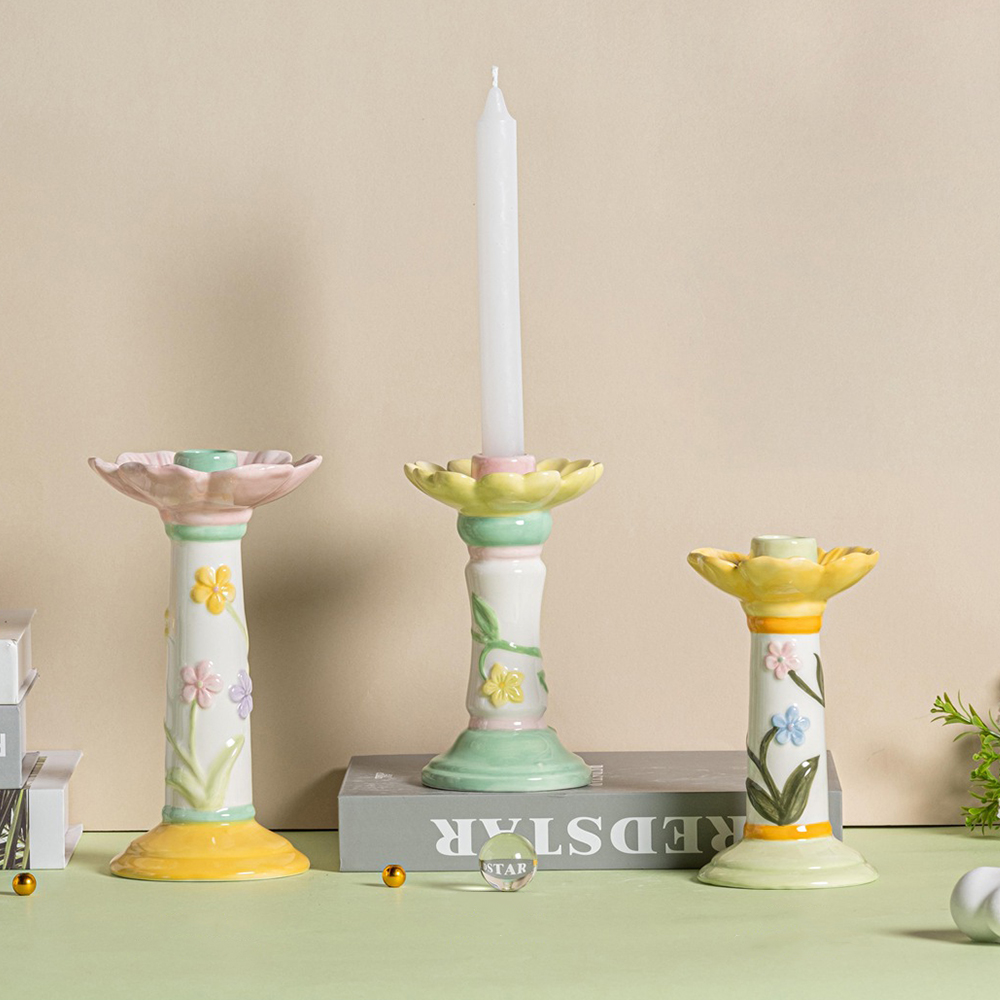 Candelador de porcelana Centro de mesa Nordic Centro de cerámica Candelas decorativas Candlesticks para la mesa de comedor Aniversario 2