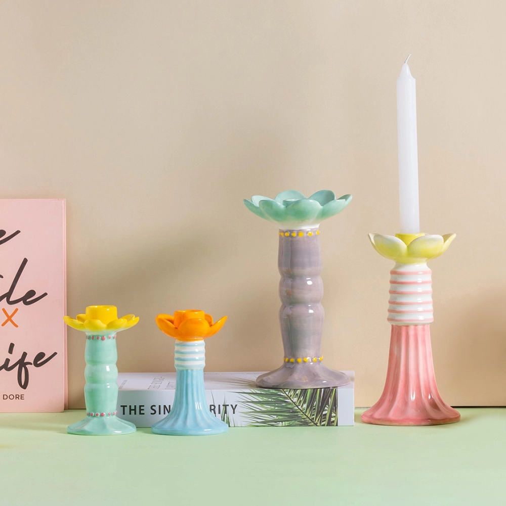 Ceramic Candlestick Decor Nordic Candle Holder Flower Home Decoration Nordic Table Decor 1