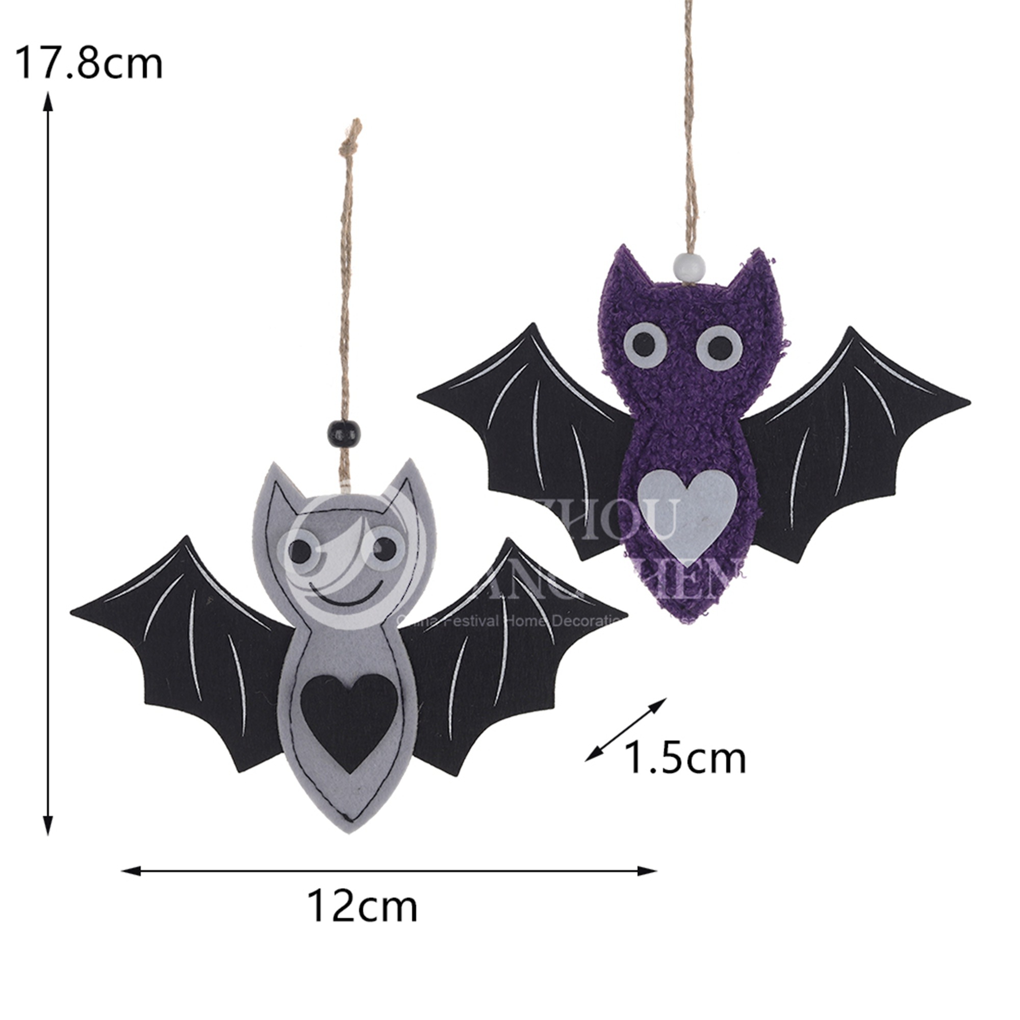 Small Ghost Statue with LED Light & Small Fabric Bat Hanging Decor- Unique Halloween Gift, Party Centerpiece 6