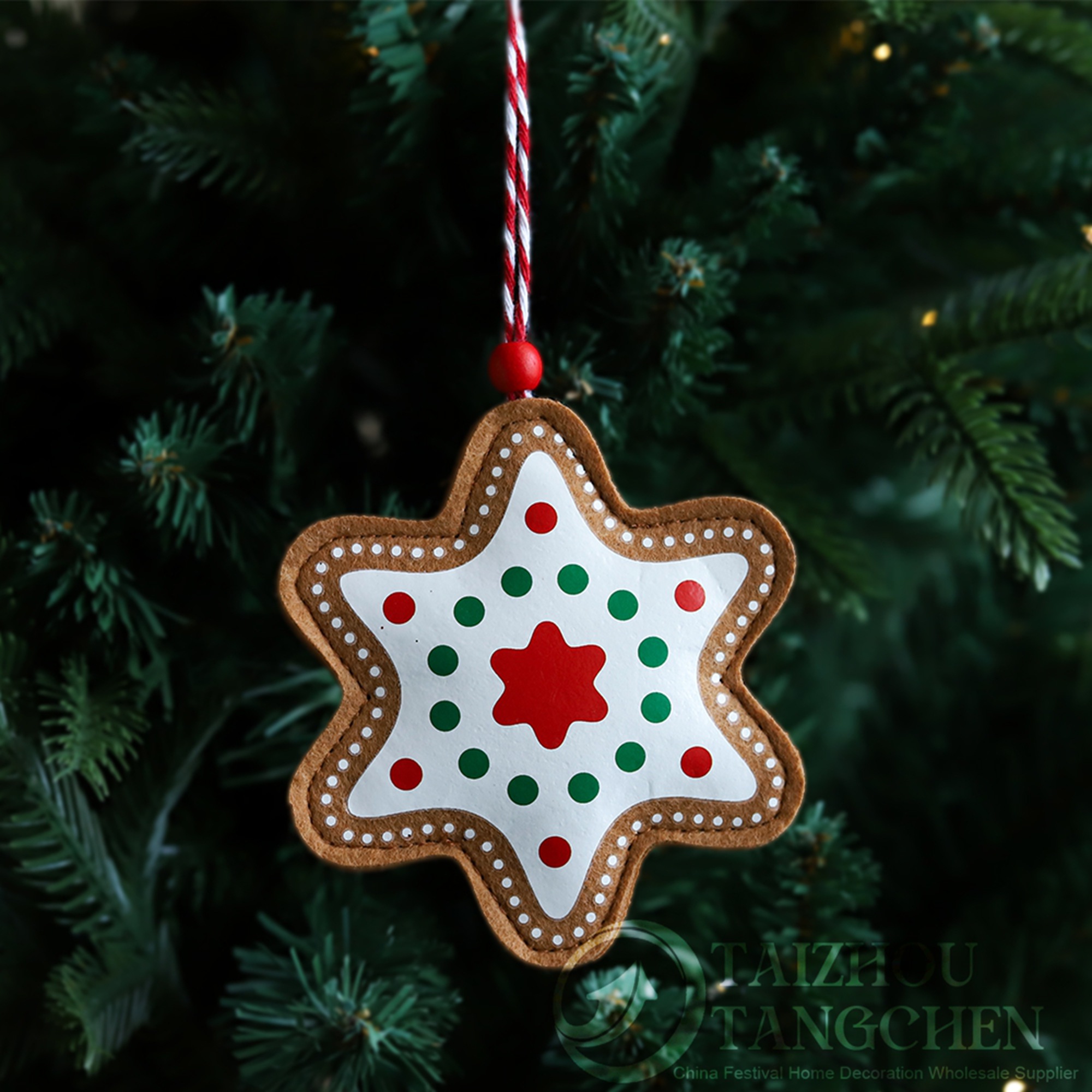 Colgantes de fieltro estilo jengibre para árbol de Navidad al por mayor – Proveedor de adornos colgantes para carnaval navideño 5