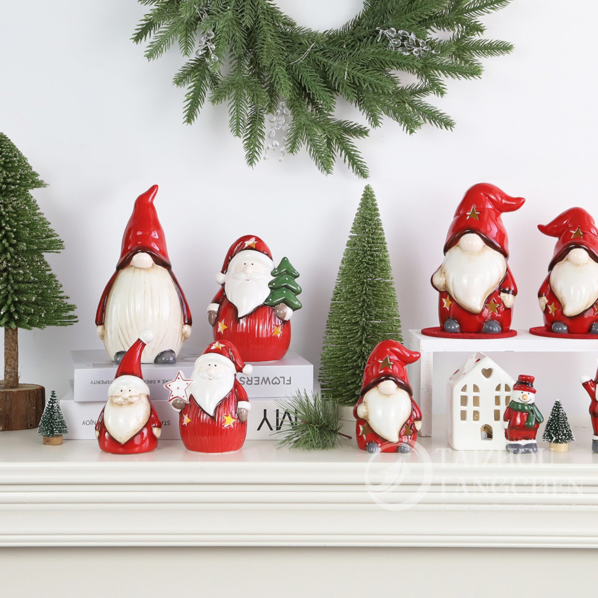 Keramik LED Weihnachtshäuser, Skandinavische Nordische Weihnachtsdorf Ornamente, Urlaub Home Dekoration Großhandel 2