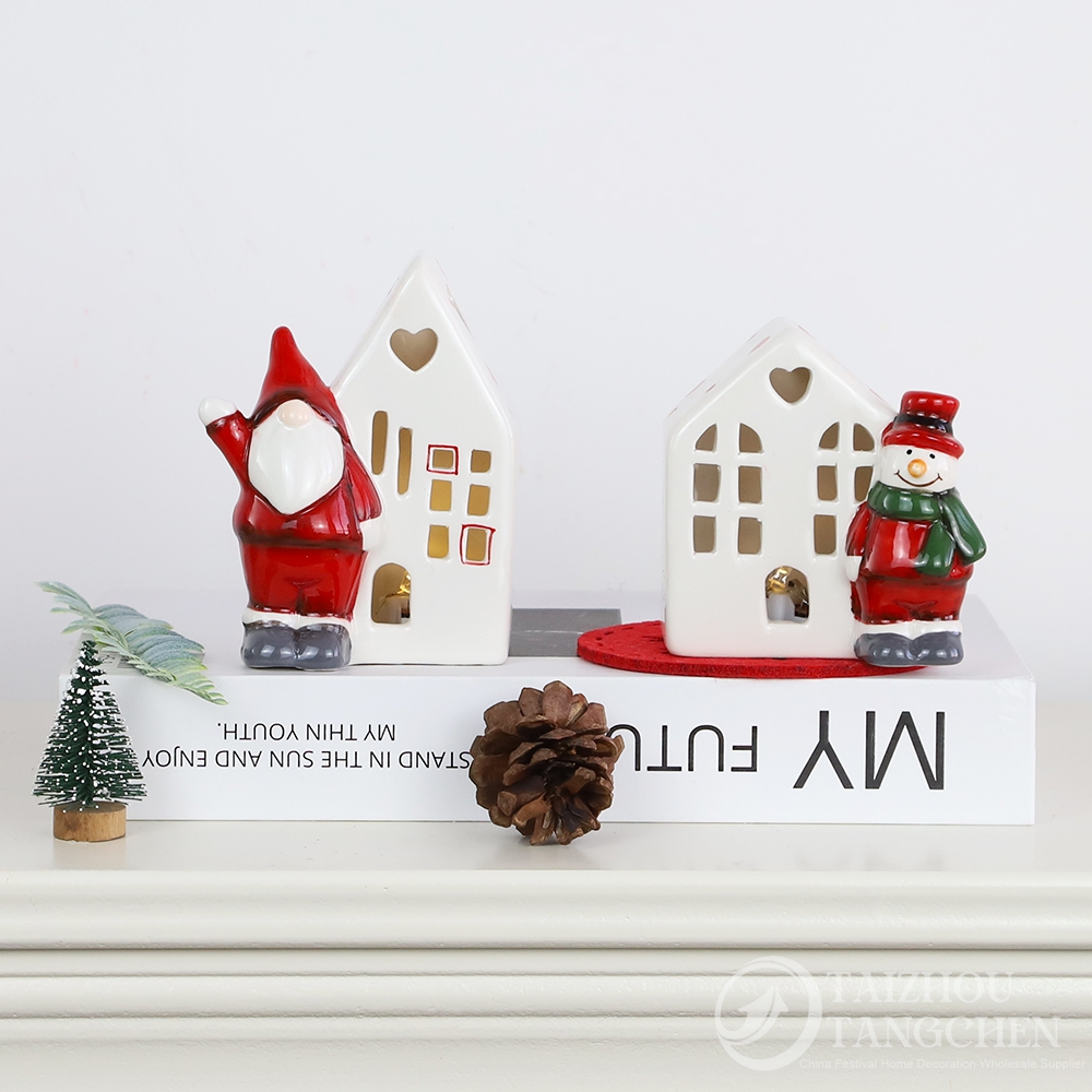 Keramik LED Weihnachtshäuser, Skandinavische Nordische Weihnachtsdorf Ornamente, Urlaub Home Dekoration Großhandel 5