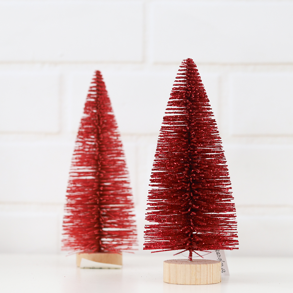Mini árbol de Navidad con cepillo para botellas, árboles de Navidad artificiales de sisal, decoración de mesa para fiestas y decoración del hogar. 2