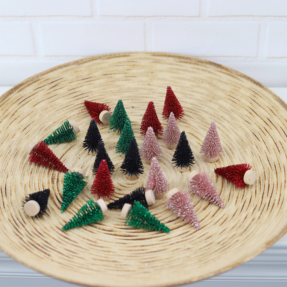 Mini árbol de agujas de pino personalizable, decoración navideña, artesanía invernal 8