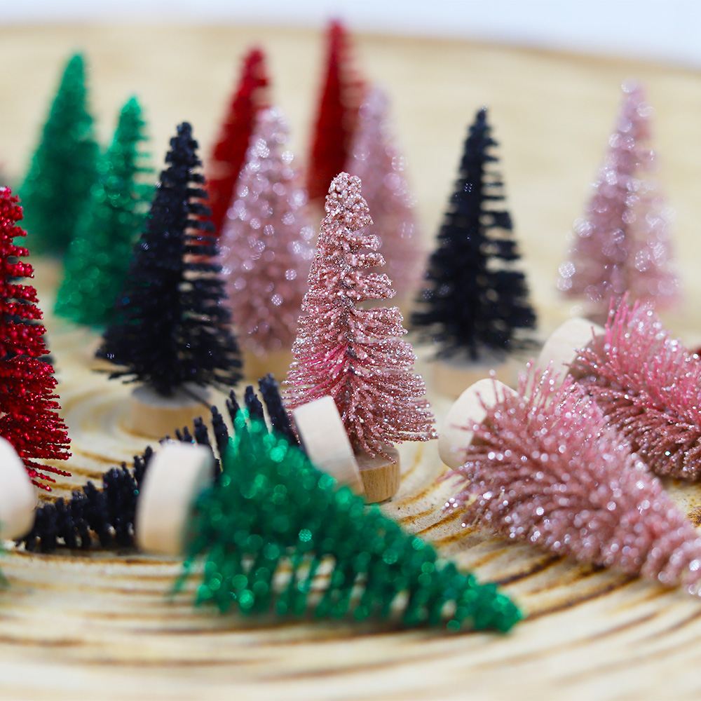 Mini árbol de agujas de pino personalizable, decoración navideña, artesanía invernal 7