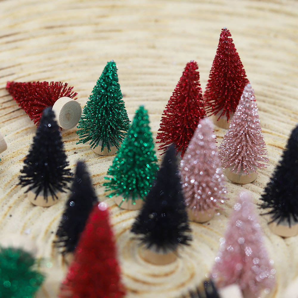Mini árbol de agujas de pino personalizable, decoración navideña, artesanía invernal 6