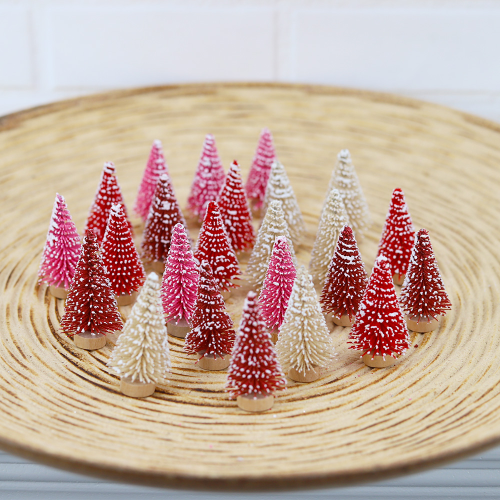 Mini árbol de agujas de pino personalizable, decoración navideña, artesanía invernal 1