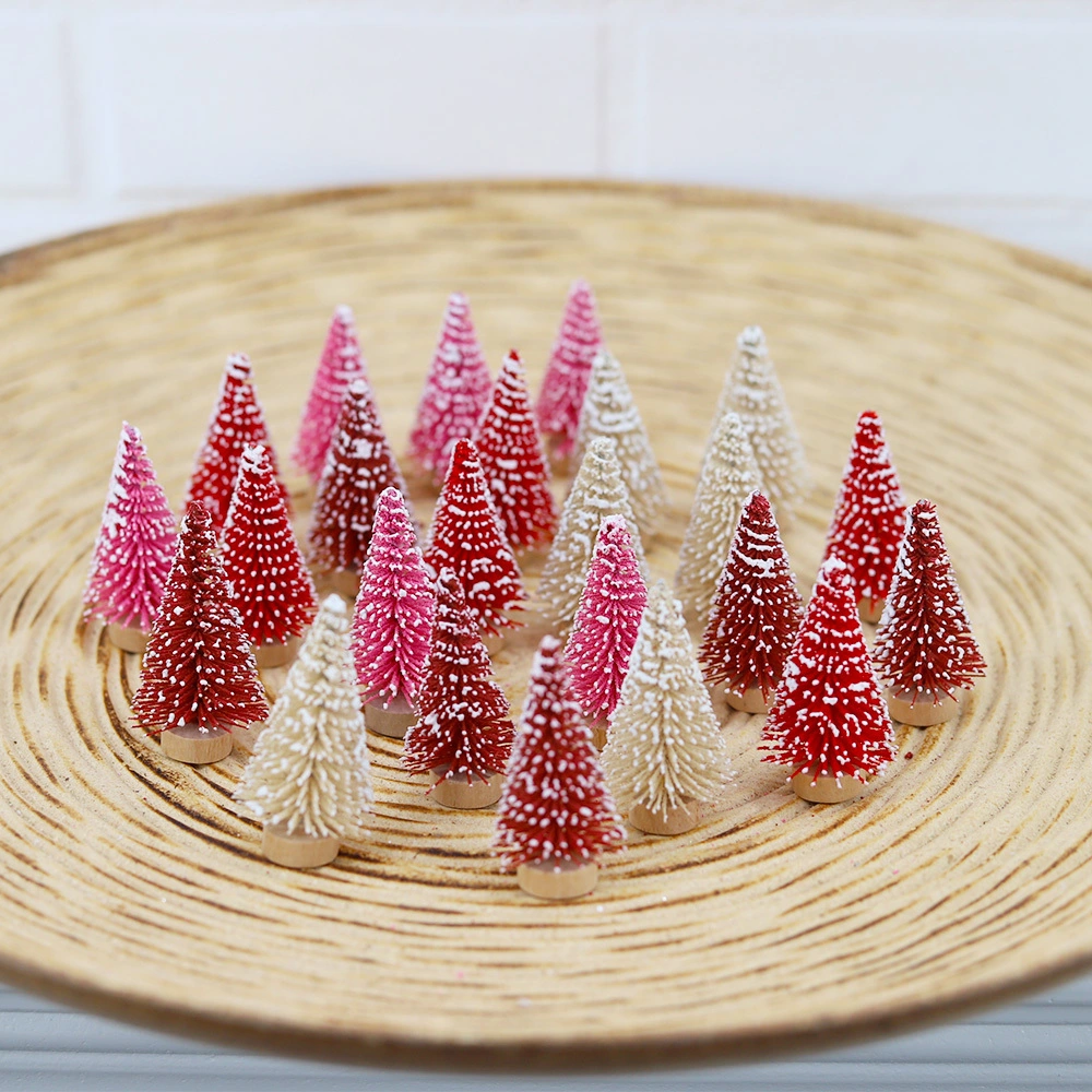 Mini árbol de agujas de pino personalizable, decoración navideña, artesanía invernal 1