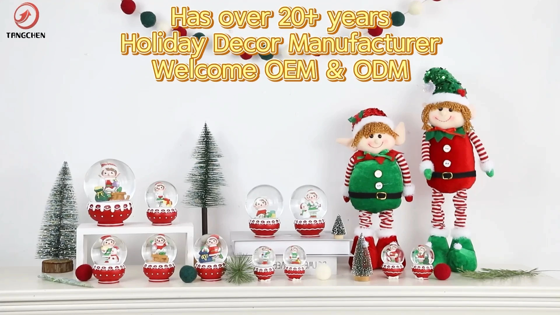 Stretchable Elf Doll and Snow Globe Set - Desktop Magic Forest Christmas Decoration, Collectible and Gift 1