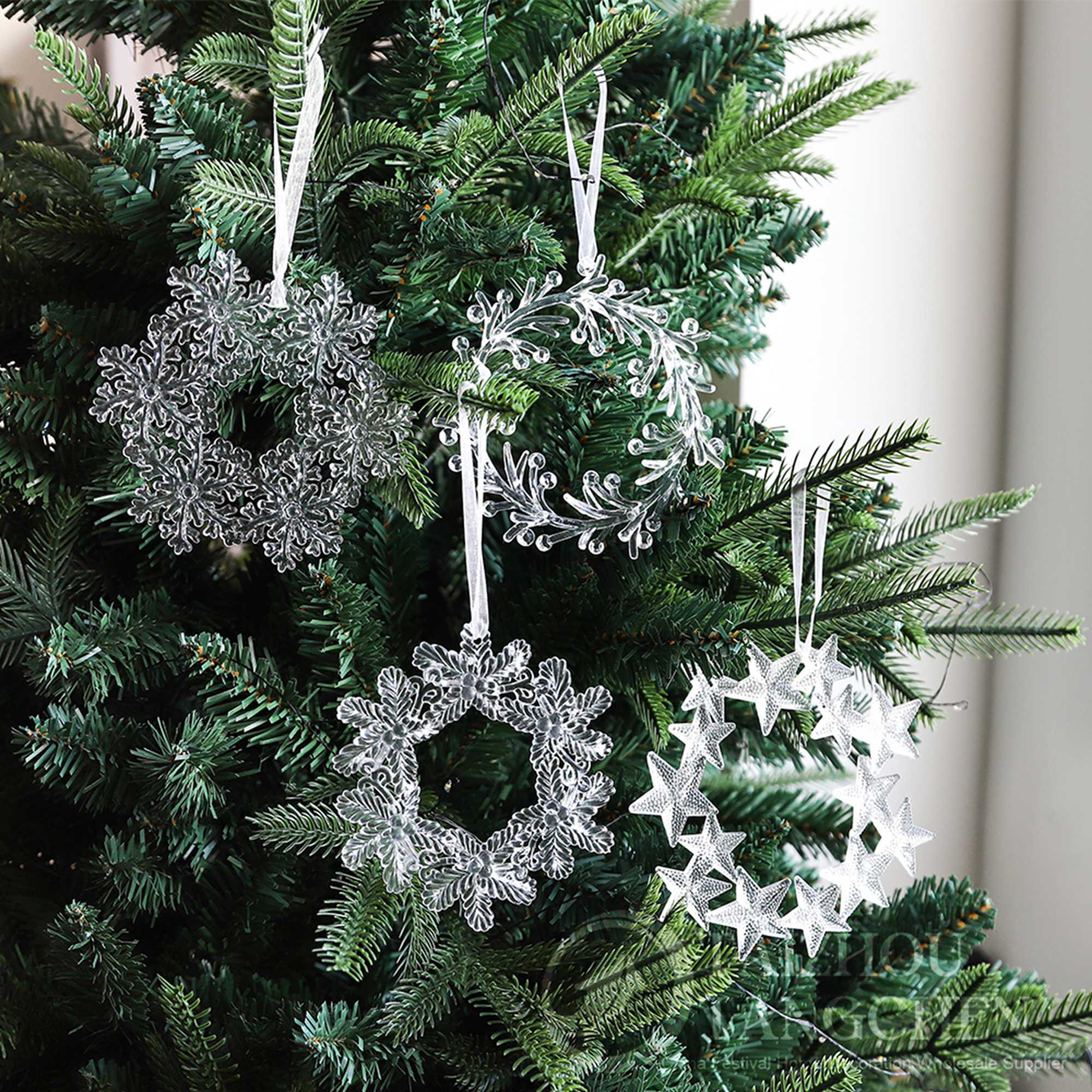 4 piezas de adornos colgantes transparentes para árbol de Navidad, copos de nieve acrílicos para manualidades. 2