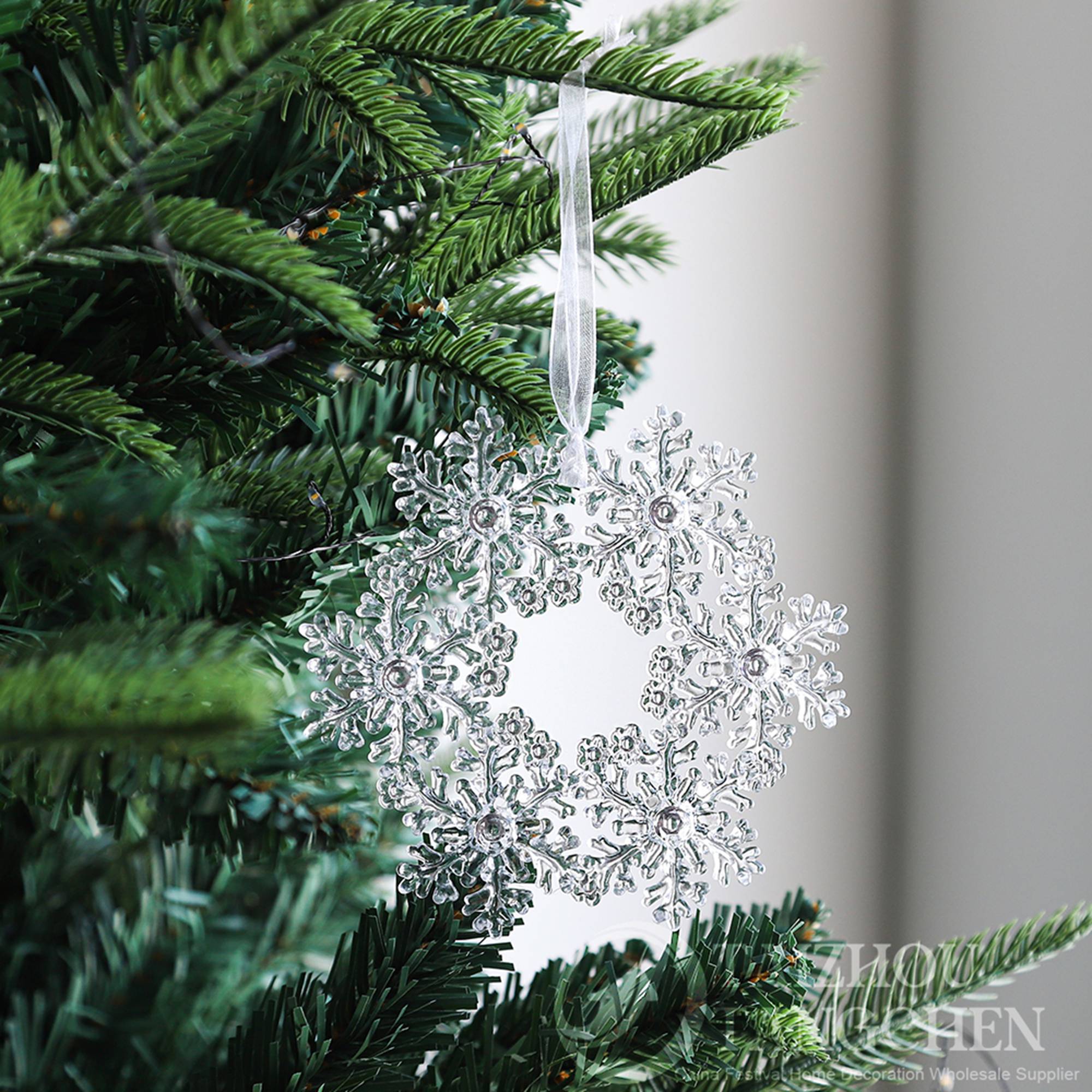 4 piezas de adornos colgantes transparentes para árbol de Navidad, copos de nieve acrílicos para manualidades. 6