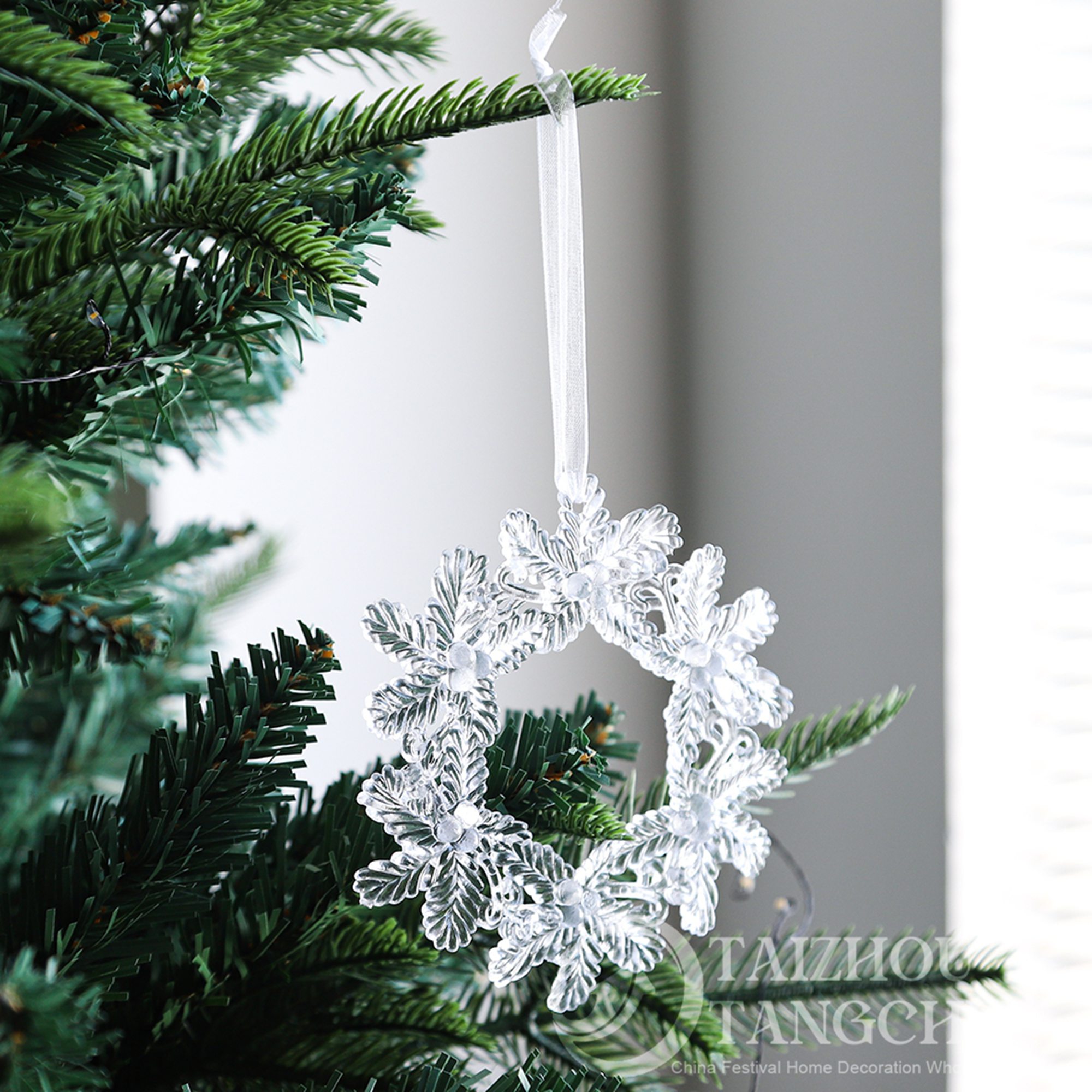 4 piezas de adornos colgantes transparentes para árbol de Navidad, copos de nieve acrílicos para manualidades. 4