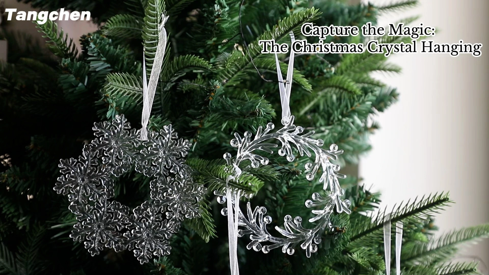 4pcs Transparent Xmas Tree Hanging Pendant DIY Christmas Acrylic Snowflake Ornaments 1