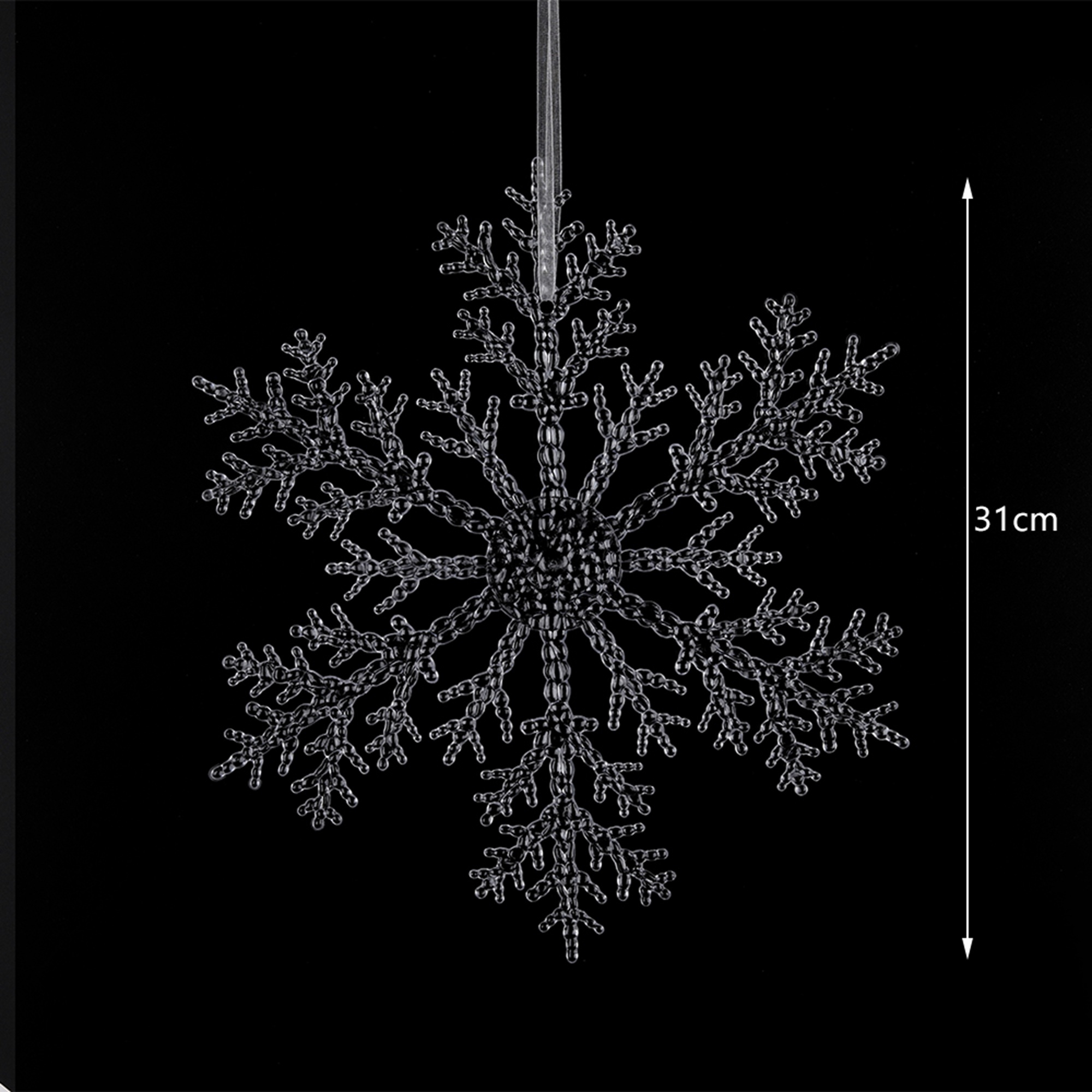 Weihnachtsanhänger aus Acryl – Transparente Hängeornamente, kristallklare Schneeflocken-Dekorationen für Weihnachtsbaum und Heimdekoration 7